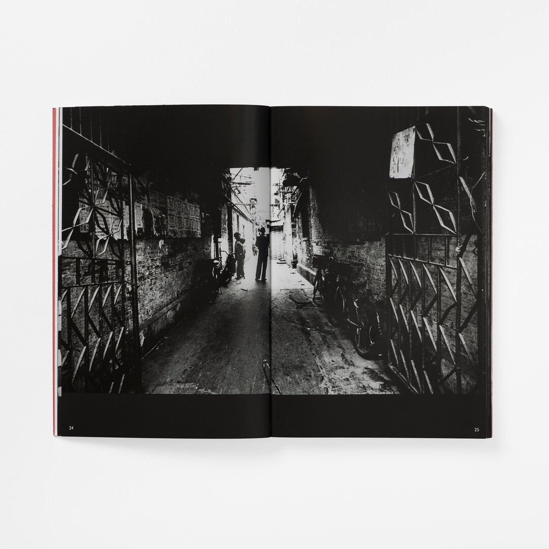 A spread with black and white photography from Moriyama Daidō Photofile from Japan House London.