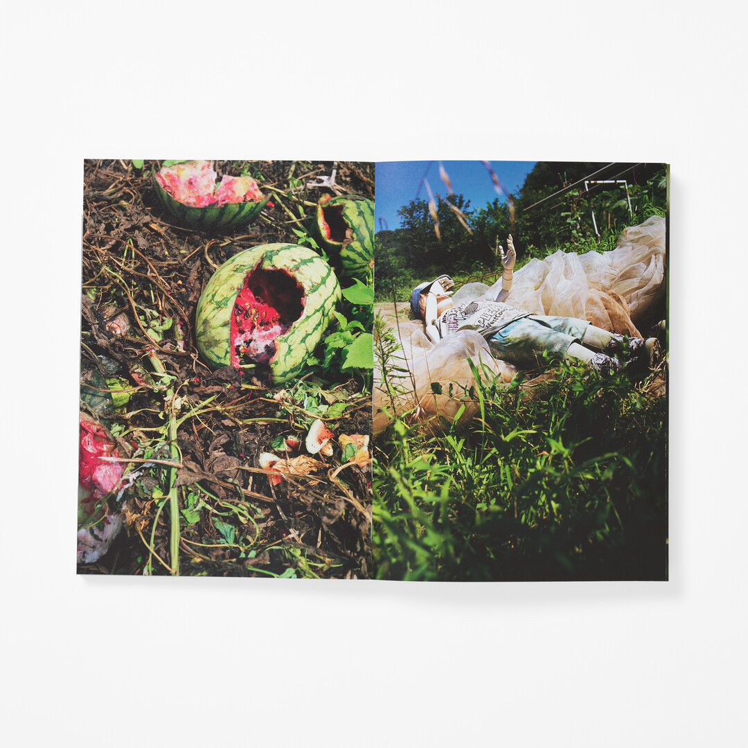 The spread of two photographs from book KG＋SELECT: 10 Years, 10 Artists from Japan House London.