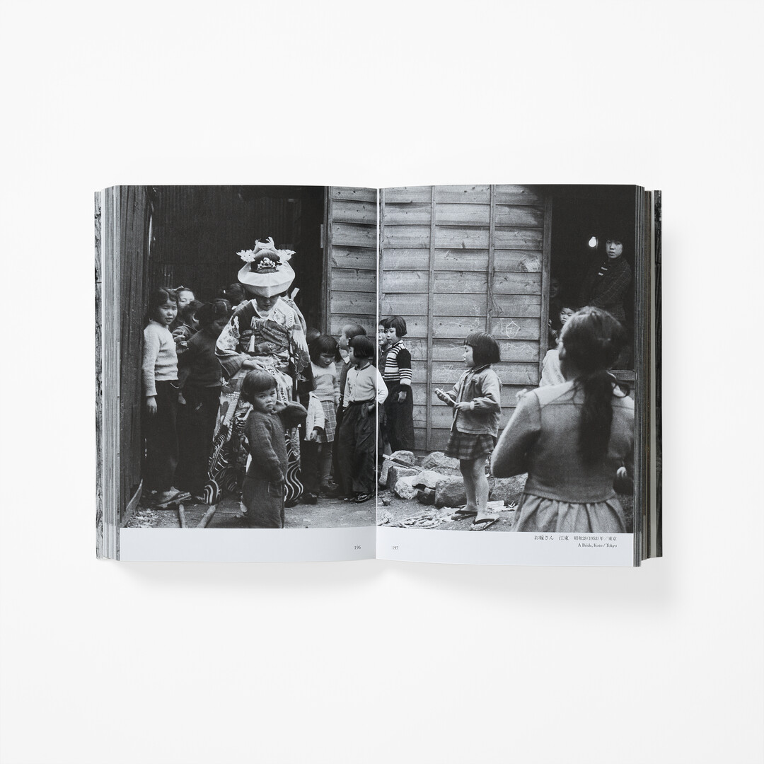 A spread with black and white photography from the book The Photography Of Domon Ken - An Indefatigable Soul from Japan House London.