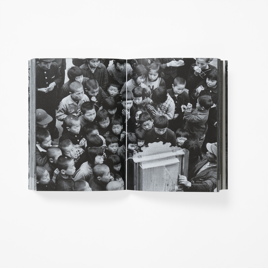 A spread with black and white photography from the book The Photography Of Domon Ken - An Indefatigable Soul from Japan House London.