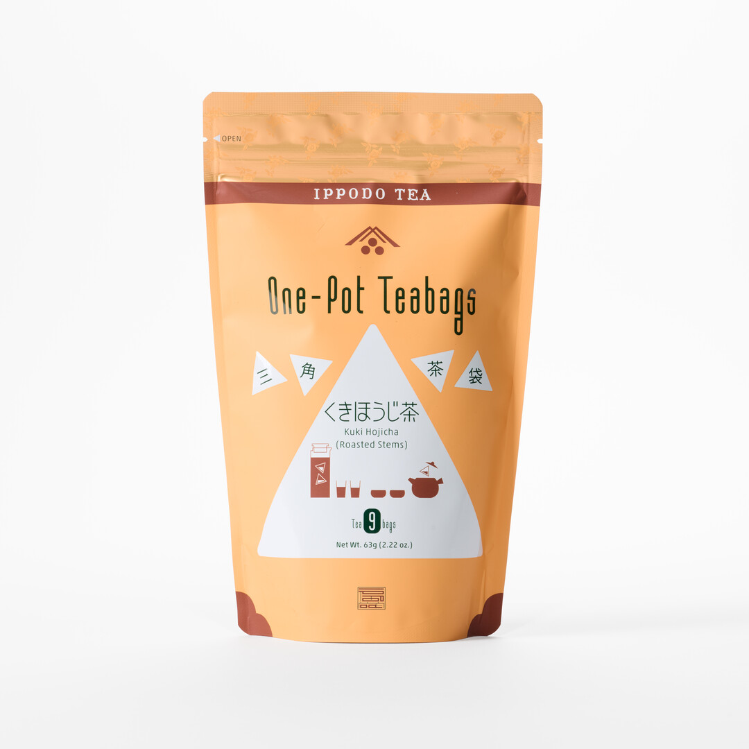 A hojicha tea in orange packaging by Ippodo from Japan House London.