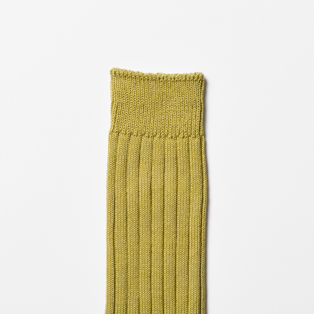 Light Green Egyptian Cotton Ribbed Socks by Nishiguchi Kutsushita from Japan House London.