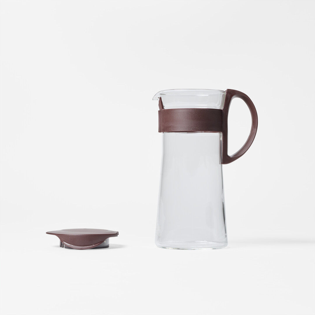 Brown Hario Mizudashi Cold Brew Pot in glass from Japan House London.