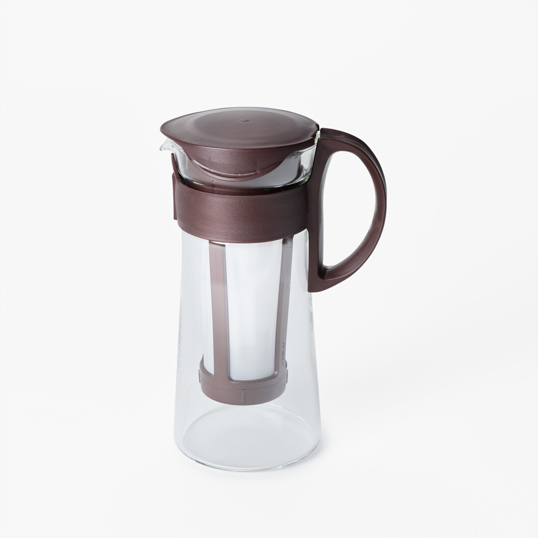 Brown Hario Mizudashi Cold Brew Pot in glass from Japan House London.