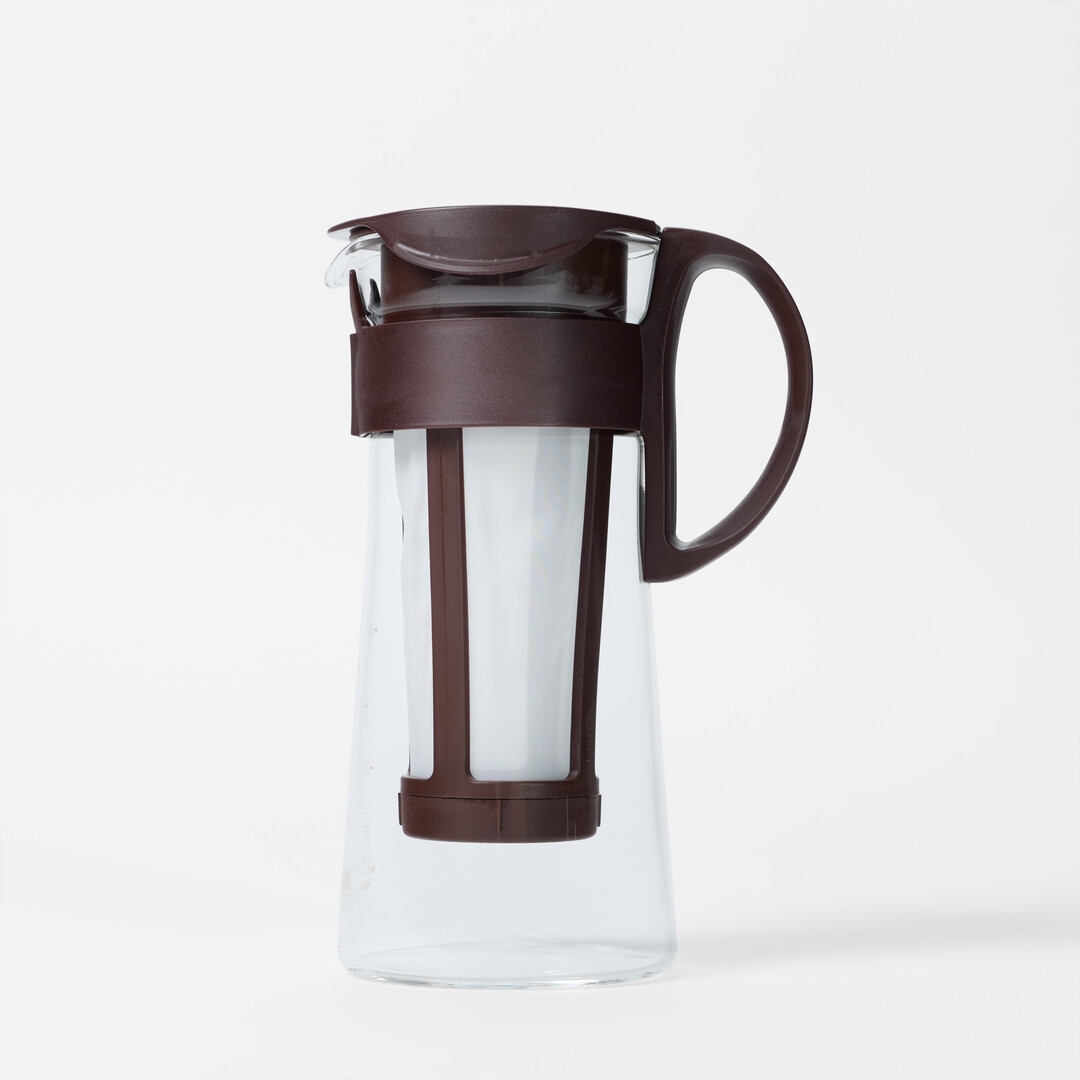 Brown Hario Mizudashi Cold Brew Pot in glass from Japan House London.