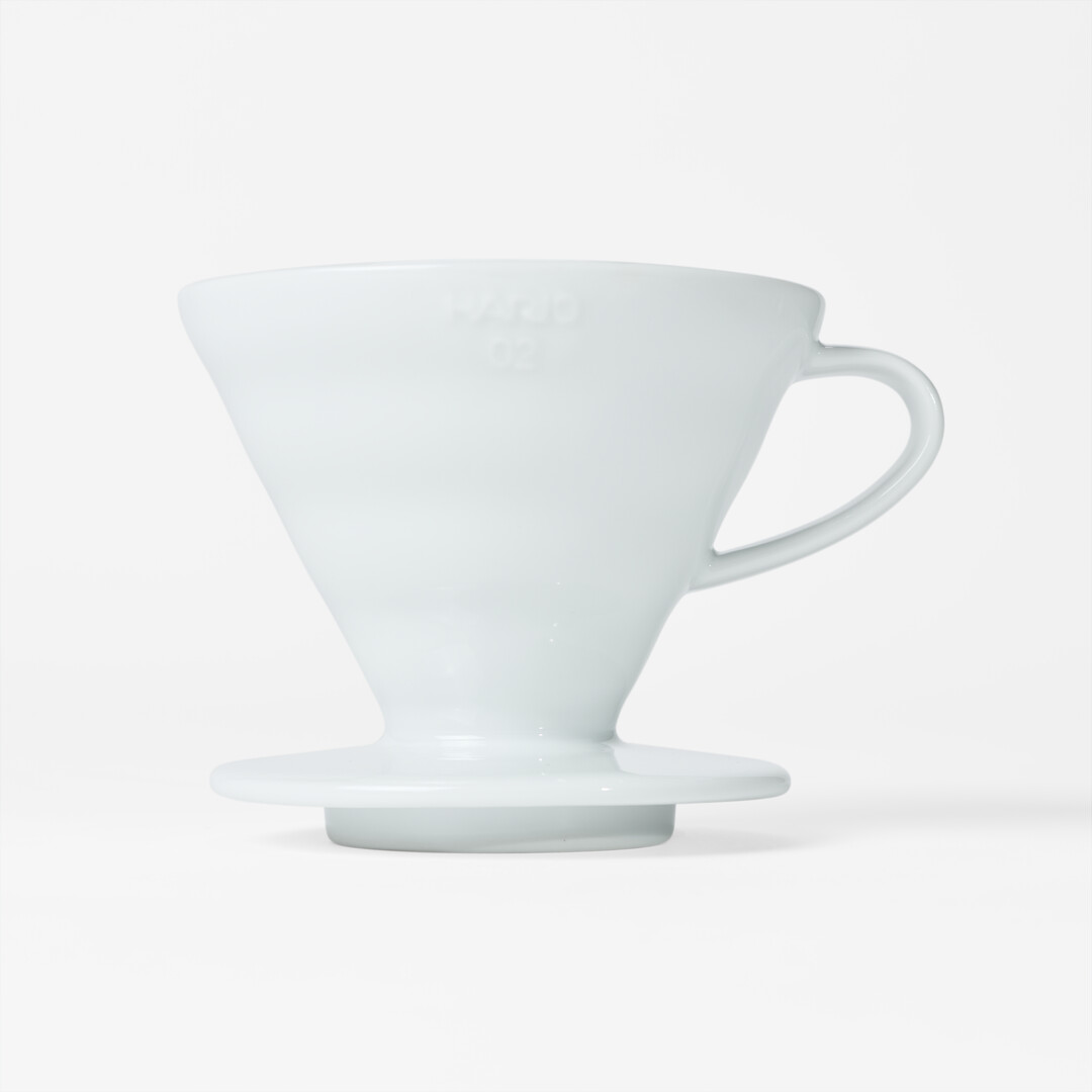 Hario Ceramic V60 Dripper in White and in Size 02 from Japan House London.