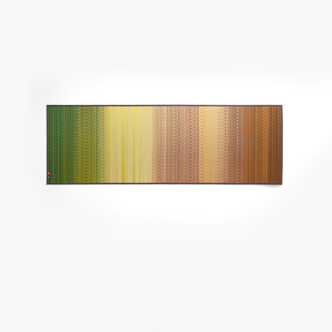 Multicoloured igusa yoga mat from Japan House London