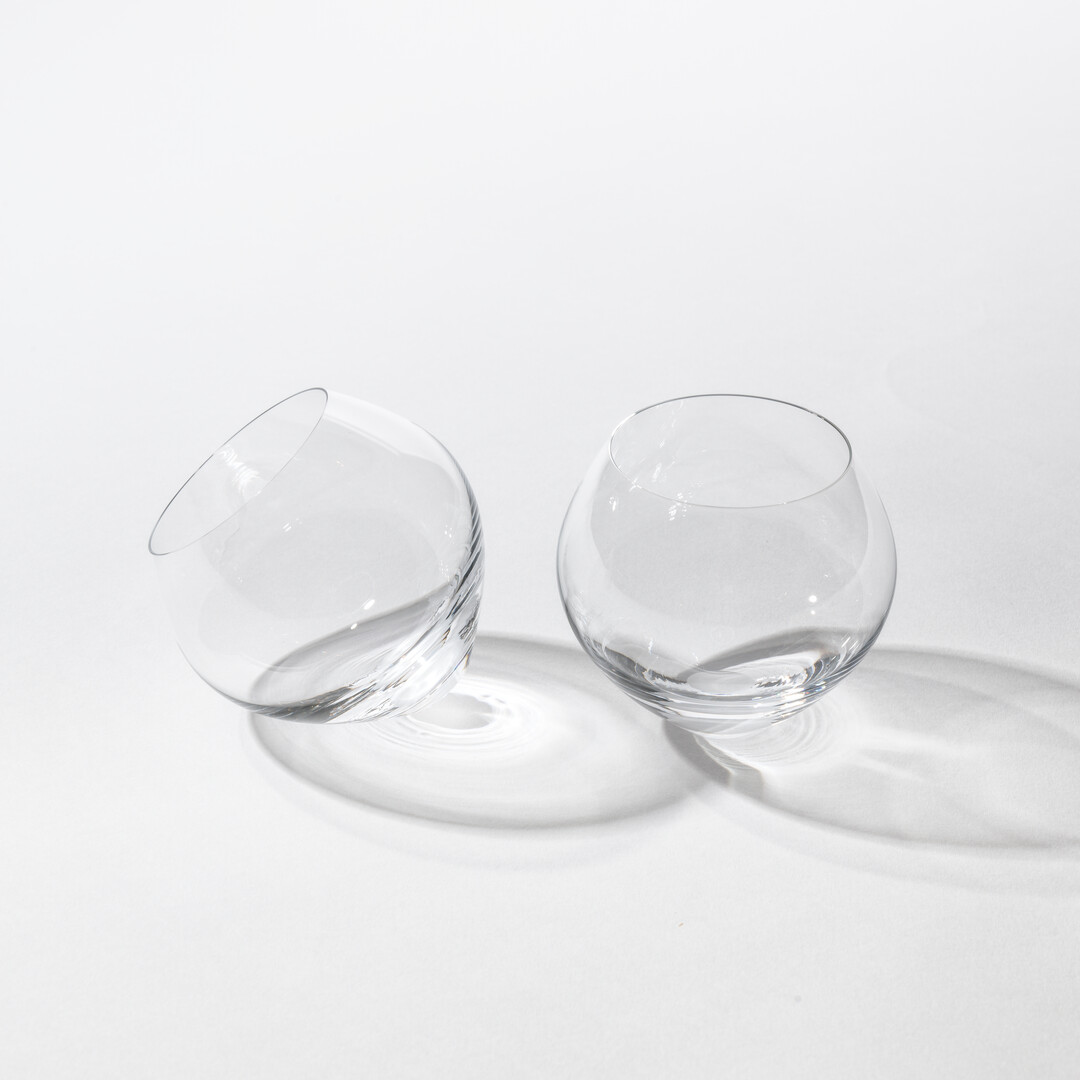 Two rounded whisky glass from Whisky Glass Set - Relax by Sugahara Glass from Japan House London