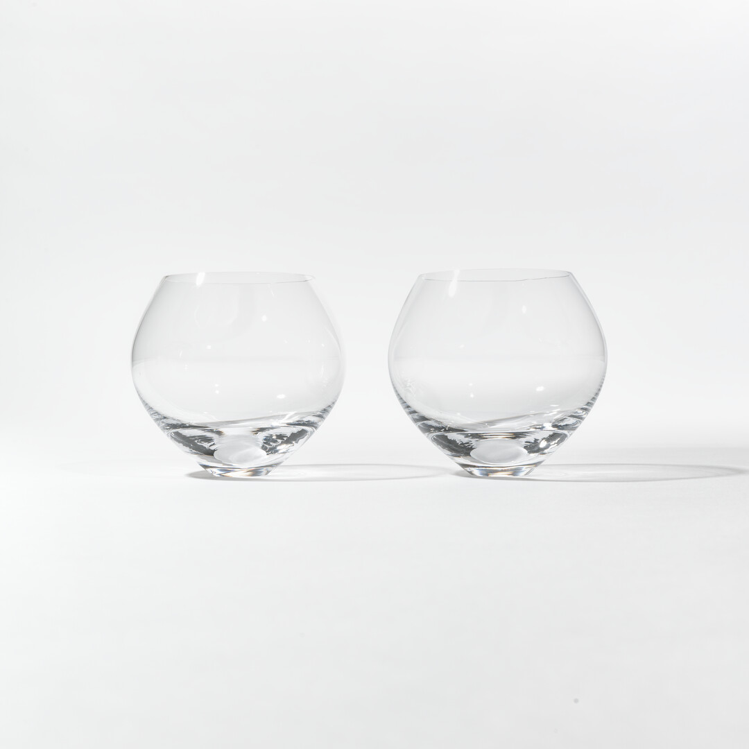 Two rounded whisky glass from Whisky Glass Set - Relax by Sugahara Glass from Japan House London