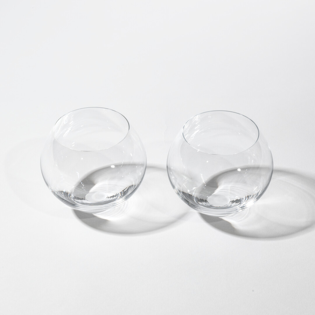 Two rounded whisky glass from Whisky Glass Set - Relax by Sugahara Glass from Japan House London