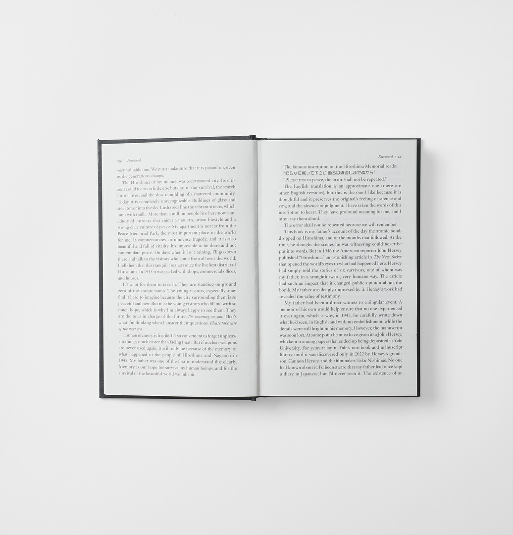 Spread of book Hiroshima, 8:15: The Lost Memoir from Japan House London.