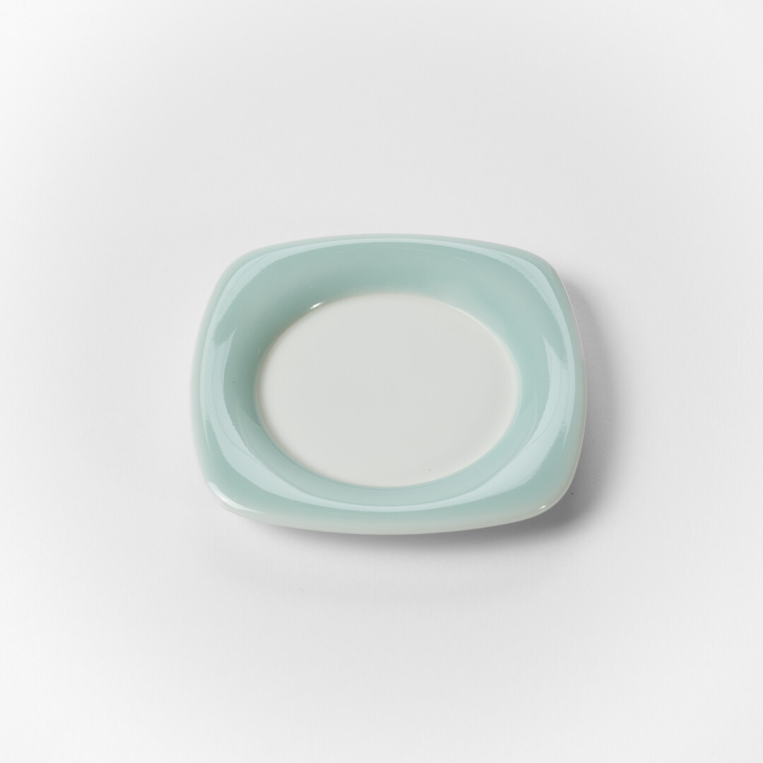 Nabeshima Celadon small plate in a light turquoise from Japan House London.