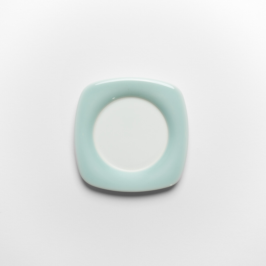 Nabeshima Celadon small plate in a light turquoise from Japan House London.
