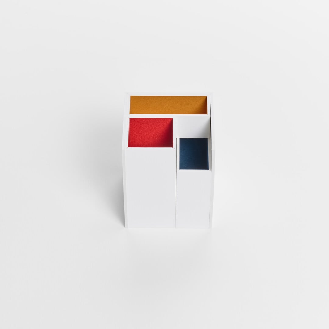 Paper Desk Organizer in white with colourful internal pockets by Morita Corporation from Japan House London.