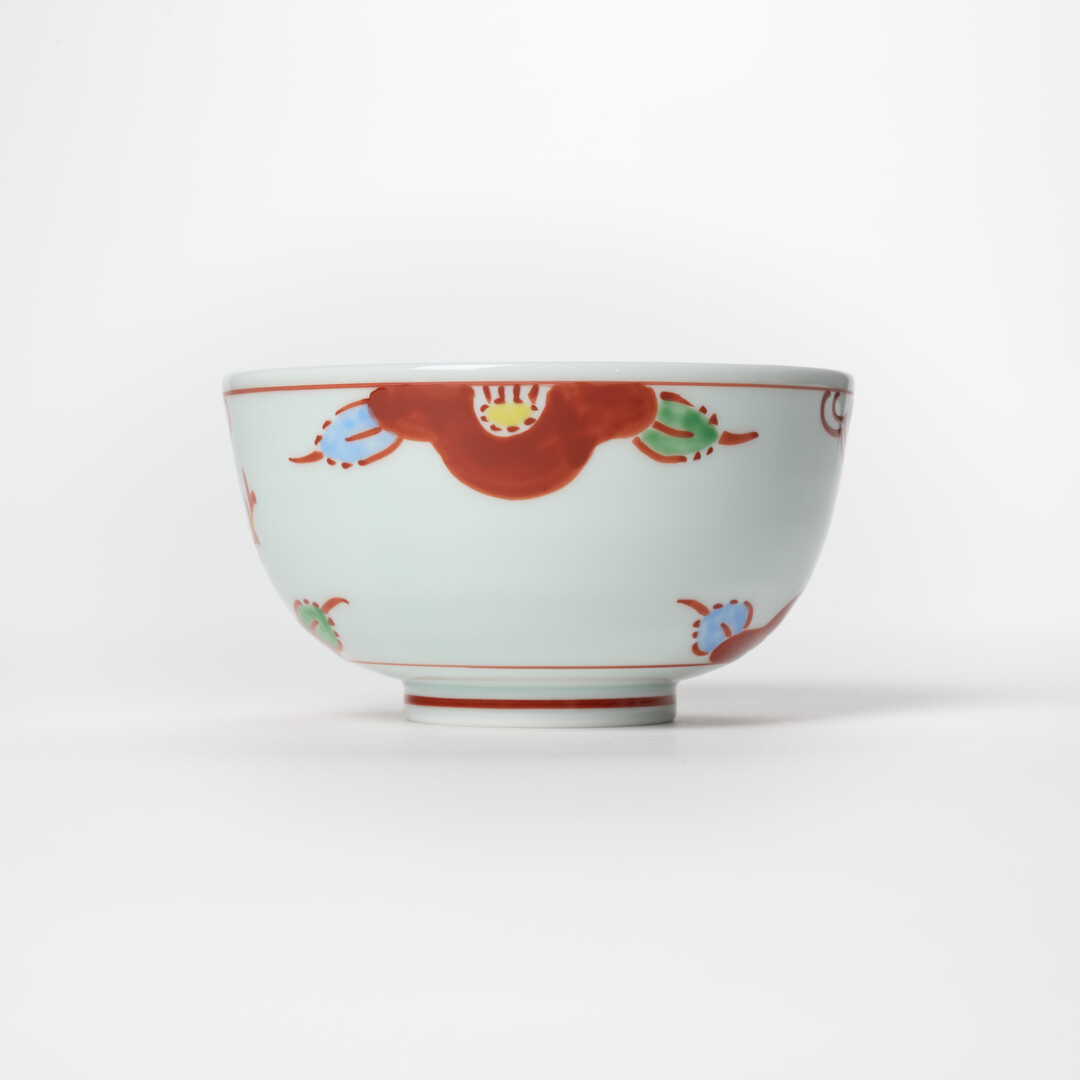 Arita Porcelain Donburi Bowl with red camellias by Keizangama from Japan House London.