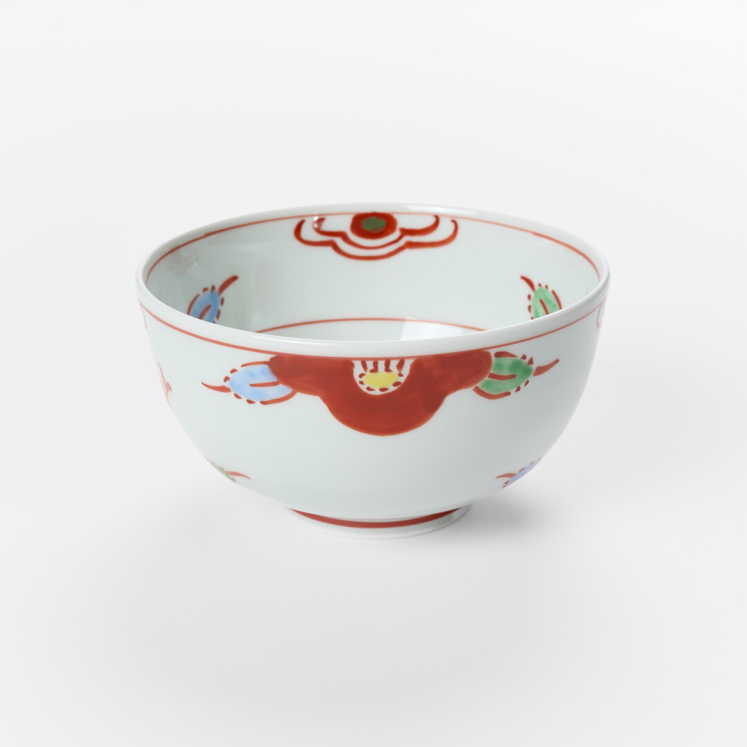 Arita Porcelain Donburi Bowl with red camellias by Keizangama from Japan House London.
