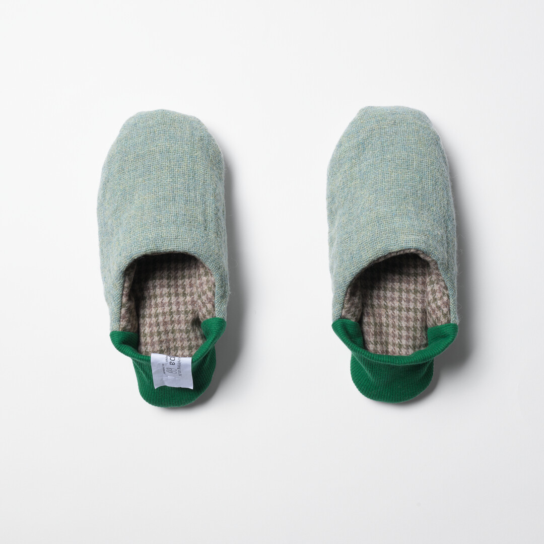 Merippa Slippers Houndstooth Check x Two Face Green from Japan House London.