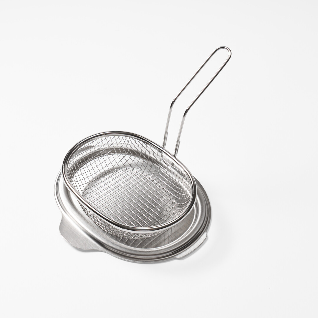 Stainless Steel Deep Frying Pot Net and Deep Frying Pot Lid from Japan House London.