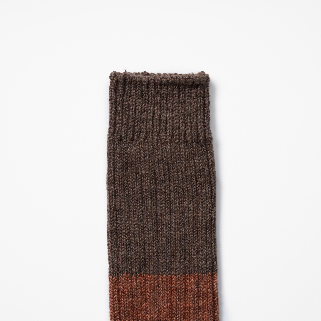 Brown Wool Cotton Slab Socks from Japan House London.