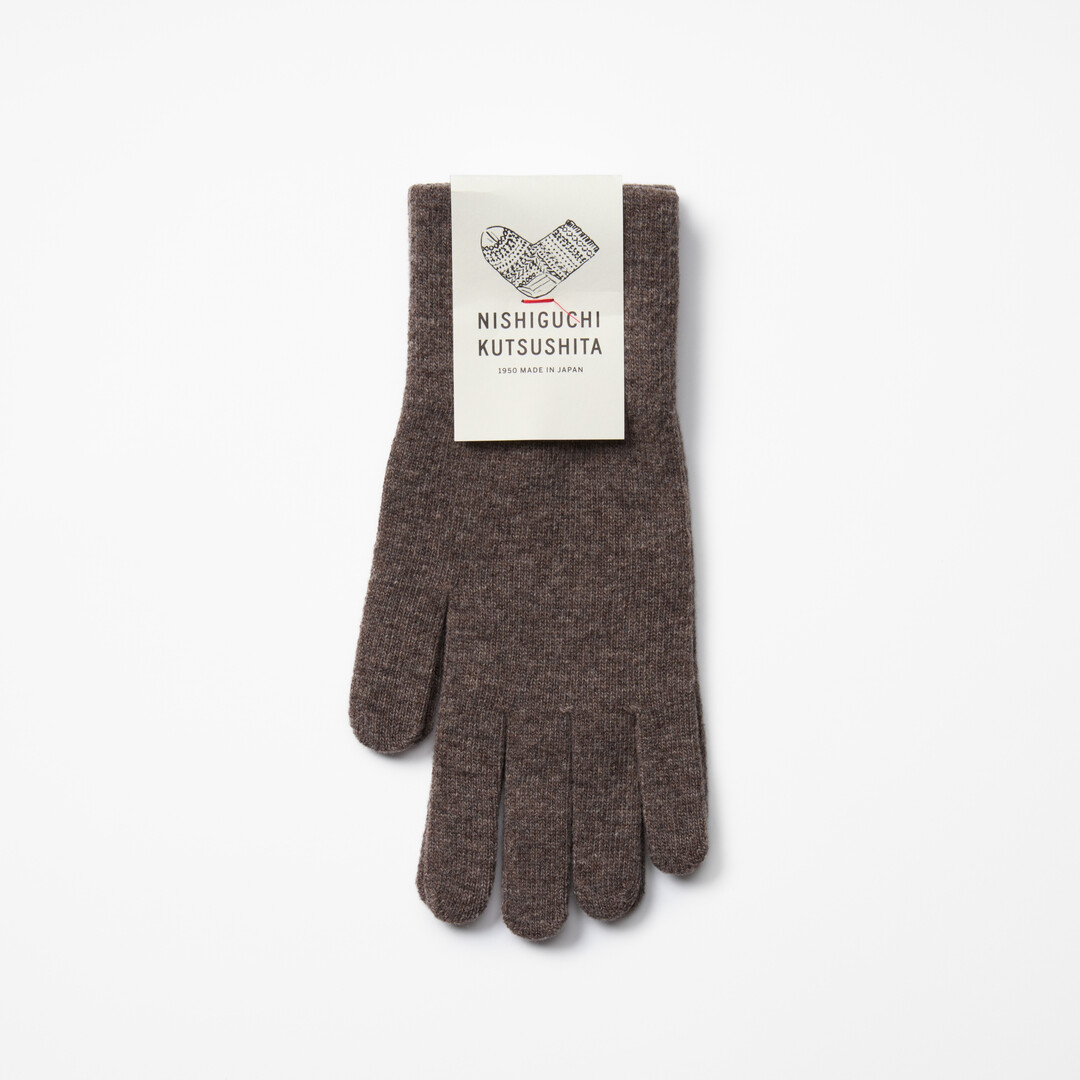 Brown Merino Wool Gloves from Japan House London.