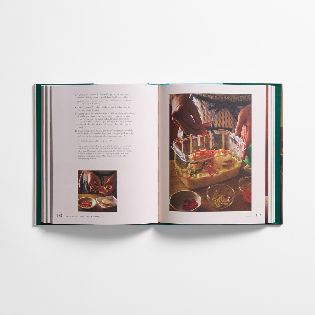 A spread of book The Japanese Art of Pickling and Fermenting from Japan House London.