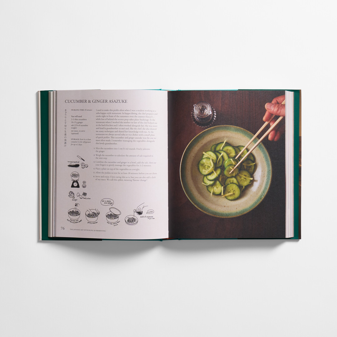A spread of book The Japanese Art of Pickling and Fermenting from Japan House London.